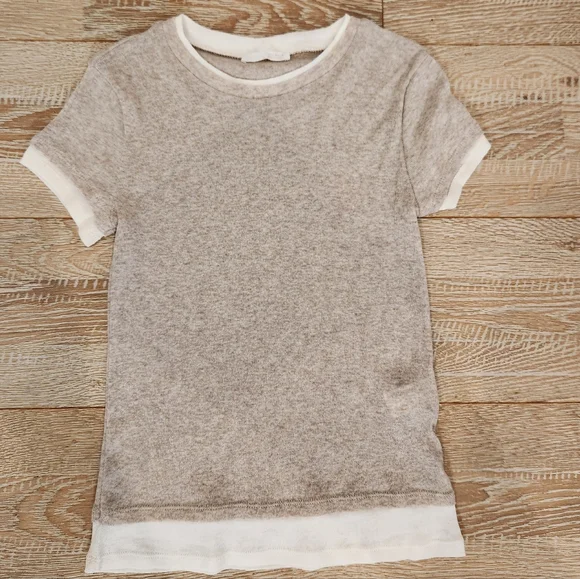 Zara Beige and White Short Sleeve Tee - Picture 1 of 2